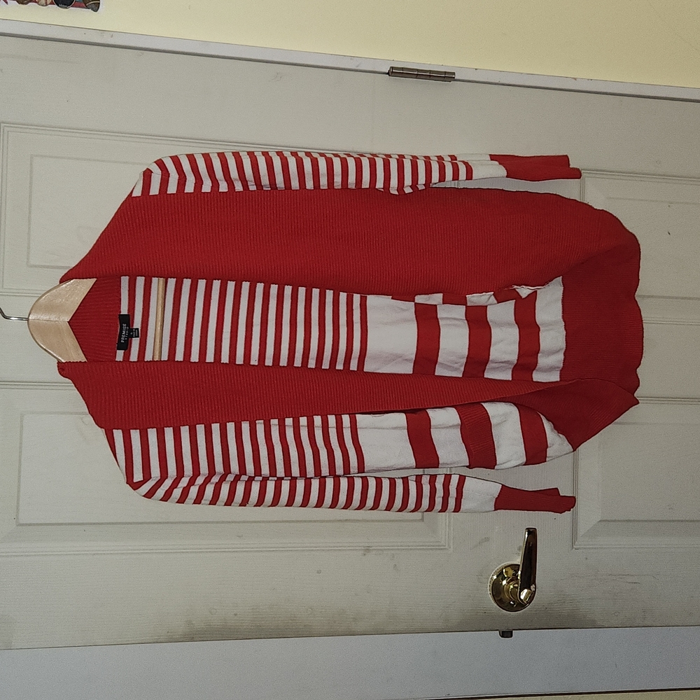 Red cardigan
